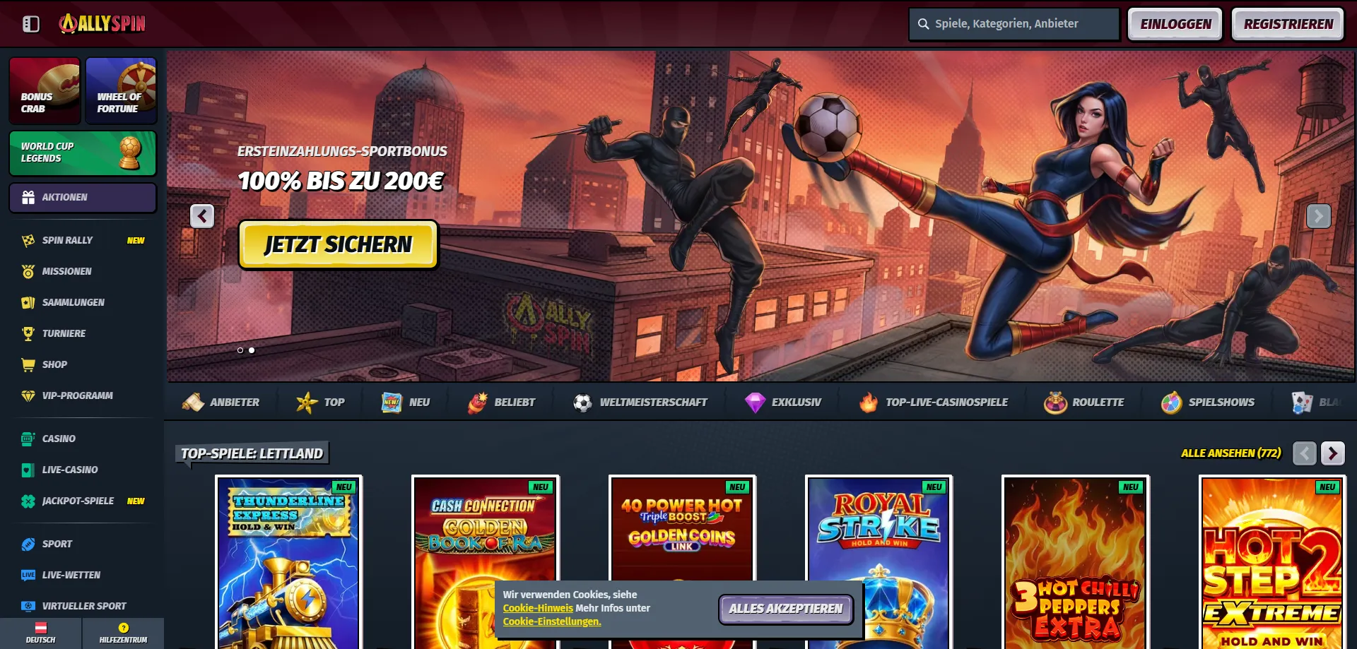 AllySpin Casino Österreich Übersicht – Spielauswahl und Bonusangebot